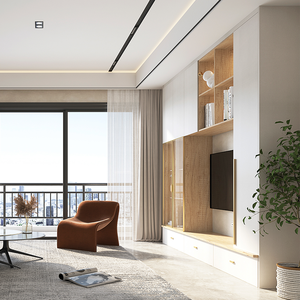 Système de stockage mural en bois pour meuble TV avec nouveau <span class=keywords><strong>concept</strong></span> de design pour projecteur laser et organisation d'appareils multimédias - Product Image 3