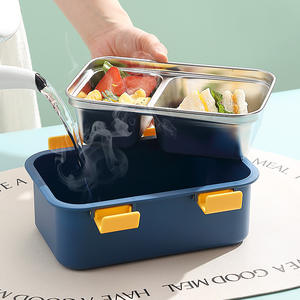Boîte à lunch isotherme en acier inoxydable à deux compartiments anti-fuite <span class=keywords><strong>pour</strong></span> les élèves, boîte à lunch bento <span class=keywords><strong>pour</strong></span> les enfants à l'école - Product Image 3