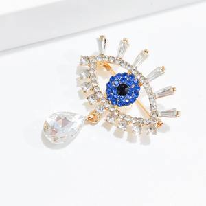 Pin Metálico Elegante con Ojo de Diablo y Diamante Azul, Pin de Estrás Exquisito para Mochila, Regalo para Mujer - Product Image 4