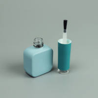 Flacon de vernis à ongles en gel, nouveau design, en verre, avec bouchon et pinceau, 10 ml, carré, bleu givré, contenant de gel personnalisé