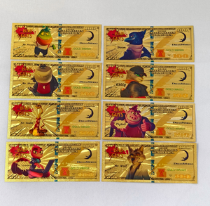 Lot de 8 billets de banque en feuille d'or <span class=keywords><strong>Bad</strong></span> Guys, style 100$, carte de collection de dessin animé, souvenir, cadeau - Product Image 1
