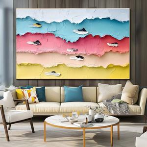 Art mural 3D sur toile encadrée, abstrait coloré et contemporain, thème surf océanique, pour décoration intérieure moderne et galerie - Product Image 4