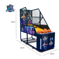 Machine d'arcade de basketball commerciale robuste à cadre métallique pliable, connectable, avec système de notation électronique et fonctionnement à monnayeur, pour la vente en gros