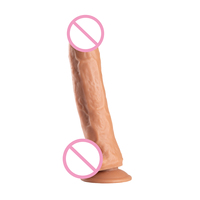 Dildo Enorme y Grueso con Ventosas Potentes, Pene Flexible con Eje Curvo y Testículos para Punto G Vaginal y Juego Anal