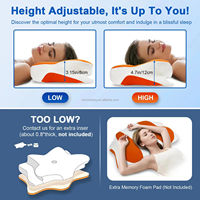 Oreiller en mousse à mémoire de forme à récupération lente en forme de papillon, oreiller orthopédique pour le soutien du cou, housse lavable disponible avec logo personnalisé