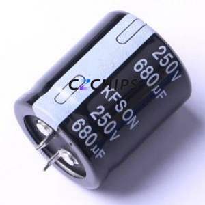 Condensador Electrolítico de Aluminio de Montaje a Presión KN681M25030*35A, Componente de Orificio Pasante (THT), D30xL35mm 680uF 20% 250V 10mm - Product Image 1