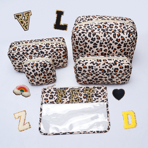 Không thấm nước Nylon Zip Pouch DIY Chenille Thư Các Bản vá lỗi Cheetah Du Lịch Mỹ phẩm Túi Make-up Nylon Pouch dễ thương Leopard trang điểm Túi - Product Image 1