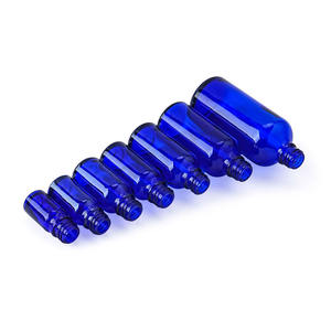 30ml Empty Blue <b>Glass</b> Essential Oil <b>Bottle</b> With Gold Dropper Cap - Product Image 6