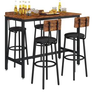 Ensemble <span class=keywords><strong>de</strong></span> table <span class=keywords><strong>de</strong></span> <span class=keywords><strong>bar</strong></span> avec <span class=keywords><strong>4</strong></span> tabourets <span class=keywords><strong>de</strong></span> <span class=keywords><strong>bar</strong></span> ronds, table <span class=keywords><strong>de</strong></span> <span class=keywords><strong>bar</strong></span> moderne et tabourets, ensemble <span class=keywords><strong>de</strong></span> salle à manger <span class=keywords><strong>de</strong></span> comptoir, table <span class=keywords><strong>de</strong></span> cuisine et chaises pour <span class=keywords><strong>4</strong></span> - Product Image 1