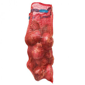 Sacs en filet tubulaire rouge en PP avec cordon de serrage pour oignons, sac en filet Leno avec étiquette pour oignons - Product Image 3