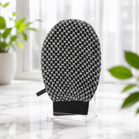 Gant de bain exfoliant double face en charbon de bambou noir diamant, style Hammam marocain, en viscose et polyester, forme ovale pour le corps