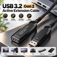 Kabel Optik Aktif USB 2.0 AOC, Kabel Ekstensi Serat Optik USB A Male ke Female, 1M hingga 50M untuk Scanner Kamera