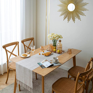 Camino de mesa de arpillera de lino y yute, corredores de mesa de comedor de Casa de Campo de algodón, camino de mesa de boda - Product Image 6