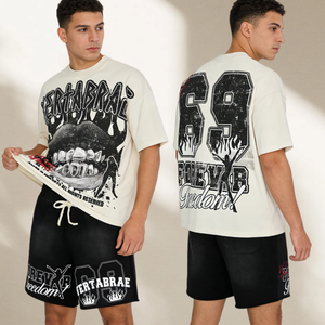 Ensemble 2 pièces homme personnalisé avec logo imprimé, t-shirt et short graphiques, survêtement d'été pour hommes – Vente en gros - Product Image 1