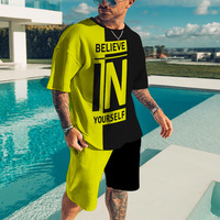 T-shirts tricotés personnalisés pour hommes, imprimés en 3D, à manches courtes, contrastés, styles populaires d'été, grandes tailles, vente en gros 2026