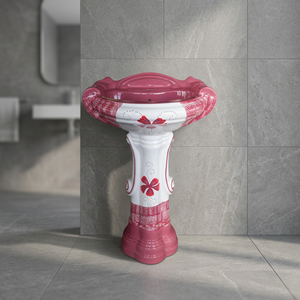 Lavabo con columna de resina transparente minimalista moderno, lavabo de diseño para baño de Hotel, lavabo de pie de suelo todo en uno - Product Image 5