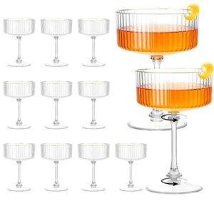 Verres à cocktail en plastique transparent <span class=keywords><strong>incassable</strong></span> à nervures réutilisables – Lavables au lave-vaisselle – Pour fêtes – Lot de 12/24/48/64 par paquet - Product Image 1