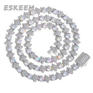 6Mm 925 Sterling Bạc Trang Sức Kim Cương Tennis Bling Moissanite Thiết Kế Mới Hình Dạng Ngôi Sao Tốt Chuỗi Vàng Trắng Vòng Cổ Cho Phụ Nữ - Product Image 1