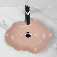 Lavabo de cerámica montado sobre encimera personalizado de fábrica recién llegado con forma creativa lavabo de arte hecho a mano para Baño
