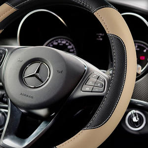 Housse de volant de voiture en cuir de qualité supérieure, taille standard pour usage général, 14,5 - 15 pouces, housse de volant de voiture en cuir PU microfibre - Product Image 2