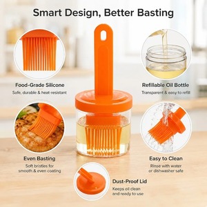 Multipurpose Silicone Oil <b>Brush</b> High Temperature Resistant Durable Integrated Oil Pot <b>Brush</b> with <b>Bottle</b> Barbecue Oil <b>Brush</b> - Product Image 4
