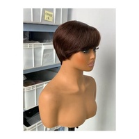 4 # Couleur pour perruque PiXie Cut entièrement fabriquée à la machine, sans dentelle frontale, 100% cheveux humains vierges brésiliens, cheveux brun clair, fournisseur de cheveux