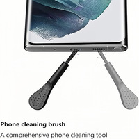 Port de données USB Type-C 5 en 1 pour téléphone portable avec bouchon anti-poussière en métal et ABS et brosse
