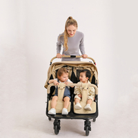 Poussette jumelle tout-terrain de luxe pour bébé Poussette double pliable pour les voyages et les promenades en ville