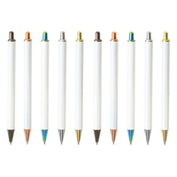 Stylo bille rétractable en acier inoxydable blanc vierge de luxe avec logo personnalisé, idéal pour la sublimation, cadeaux d'affaires originaux et DIY