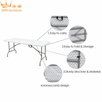 Table pliante en plastique HDPE blanc 4 pieds 5 pieds 6 pieds 8 pieds Conception rectangulaire portable facile à nettoyer et étanche à l'humidité pour une utilisation en extérieur