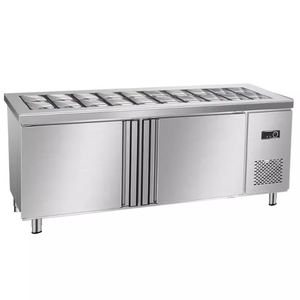 SPM Commercial Pizza Salad <span class=keywords><strong>Bar</strong></span> Sandwich <span class=keywords><strong>Counter</strong></span> Display Chiller Nevera Glass Top Prep Table Refrigerador Congelador - Product Image 1