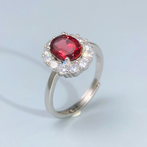 <span class=keywords><strong>Anello</strong></span> in Argento con <span class=keywords><strong>Granato</strong></span> <span class=keywords><strong>Rosso</strong></span> e Pietra Naturale Taglio Ovale per Matrimonio e Fidanzamento in Argento Sterling 925 per Lei Gioielleria Fine - Product Image 3