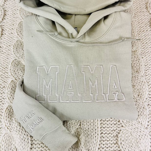 Custom <strong>Mama</strong> Neutral Varsity Sweatshirt <strong>Hoodie</strong> Embroidered 3D Pattern Woven Fabric Front Logo for Autumn Winter Badge Decoration - Product Image 2