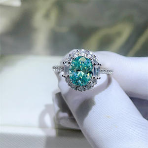 Green Moissanite Ring for Lady <strong>Diana</strong> S925 Silver Design European-American Fashion Style Colorful Stones - Product Image 4