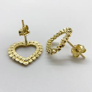 Duyizhao 14k Gold Plated Heart Framed <strong>Stud</strong> <strong>Earrings</strong> Push Back for Women Girl Jewelry - Product Image 3
