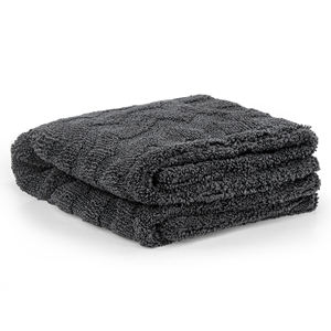 Livos Serviette de séchage pour voiture en microfibre de haute qualité 1000GSM, double face, gris foncé, motif ondulé, sans bord, douce - Product Image 1