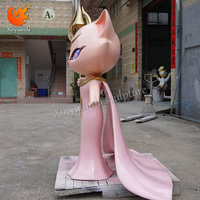 Ornements de décoration de porte de magasin d'animaux de dessins animés personnalisés chat magique en fibre de verre sculpture peinte modèle abstrait