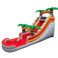 Toboggan aquatique gonflable commercial de 4 mètres en PVC de 0,55 mm d'épaisseur pour fêtes tropicales, pour enfants et adultes, grande capacité, pour extérieur