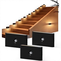 Lampe murale à détecteur de mouvement Sunaluna, lumière d'escalier, montage magnétique noir, rechargeable, à intensité variable, veilleuses pour couloir, escalier