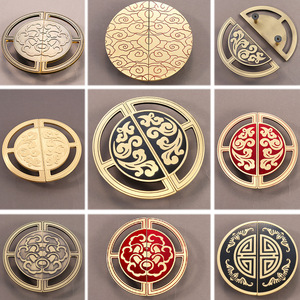 New Chinese Style Brass <b>Cabinet</b> Door Handle Round Embossed Design For Wardrobe Modular Installation Durable Furniture <b>Knob</b> - Product Image 1