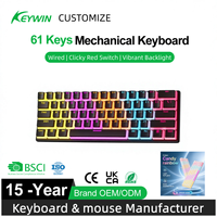 Clavier de jeu mécanique filaire OEM ODM 60% MK61P 61 touches rétroéclairé LED personnalisé pour joueurs