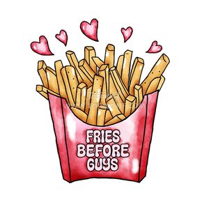 Fries Before Guys Valentine's Day Tema DTF Transfer Printing Transferencia de calor para Tote Bolsas de lona Almohadas Envío gratis - Product Image 1