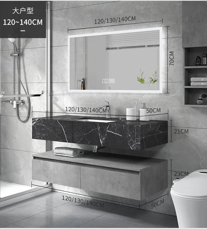 Moderne nordique Luxe Salle De Bain Vanité marrble Comptoir Miroir Armoire De Toilette