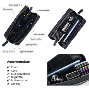 Dujiang <b>Men's</b> Genuine Leather Clutch Bag Multi-Card Slot Anti-Theft <b>Wallet</b> Everyday Use - Product Image 3