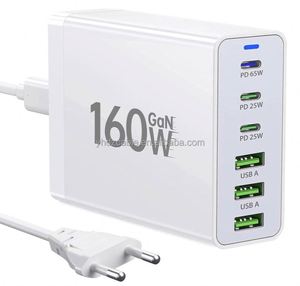 160W <b>USB</b> C Multi Port Desktop Charging Station 65W GaN Super Fast Charging <b>Socket</b> Portable Smart Phone AC Adapter - Product Image 1