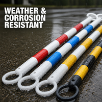 Barre télescopique de 2 m pour cônes de signalisation, rouge et blanc réfléchissants, pour cônes routiers en caoutchouc/PVC, sans son, sans alimentation électrique