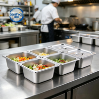 GN 1/6 Bac Gastronorm Rectangulaire en Acier Inoxydable Argenté avec Couvercle, Compatible Lave-Vaisselle, Léger, Grande Capacité, Retour à l'École
