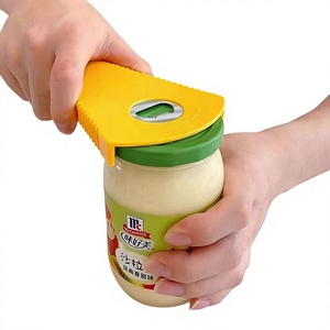Yellow Plastic <b>Jar</b> and Bottle Opener Multifunctional Can Opener Anti Slip Manual Kitchen Gadget Custom Logo - Product Image 1