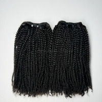 Extensions de cheveux humains brésiliens bouclés afro, super double drawn, cuticules alignées, vierges bruts, texture crépue, en trame