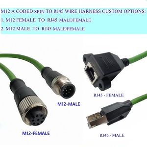 Conector M12 personalizado 8 pines A-Code macho hembra RJ45 enchufe Industrial Profinet Ethernet MONTAJE DE Cable doble blindado arnés de cables - Product Image 6